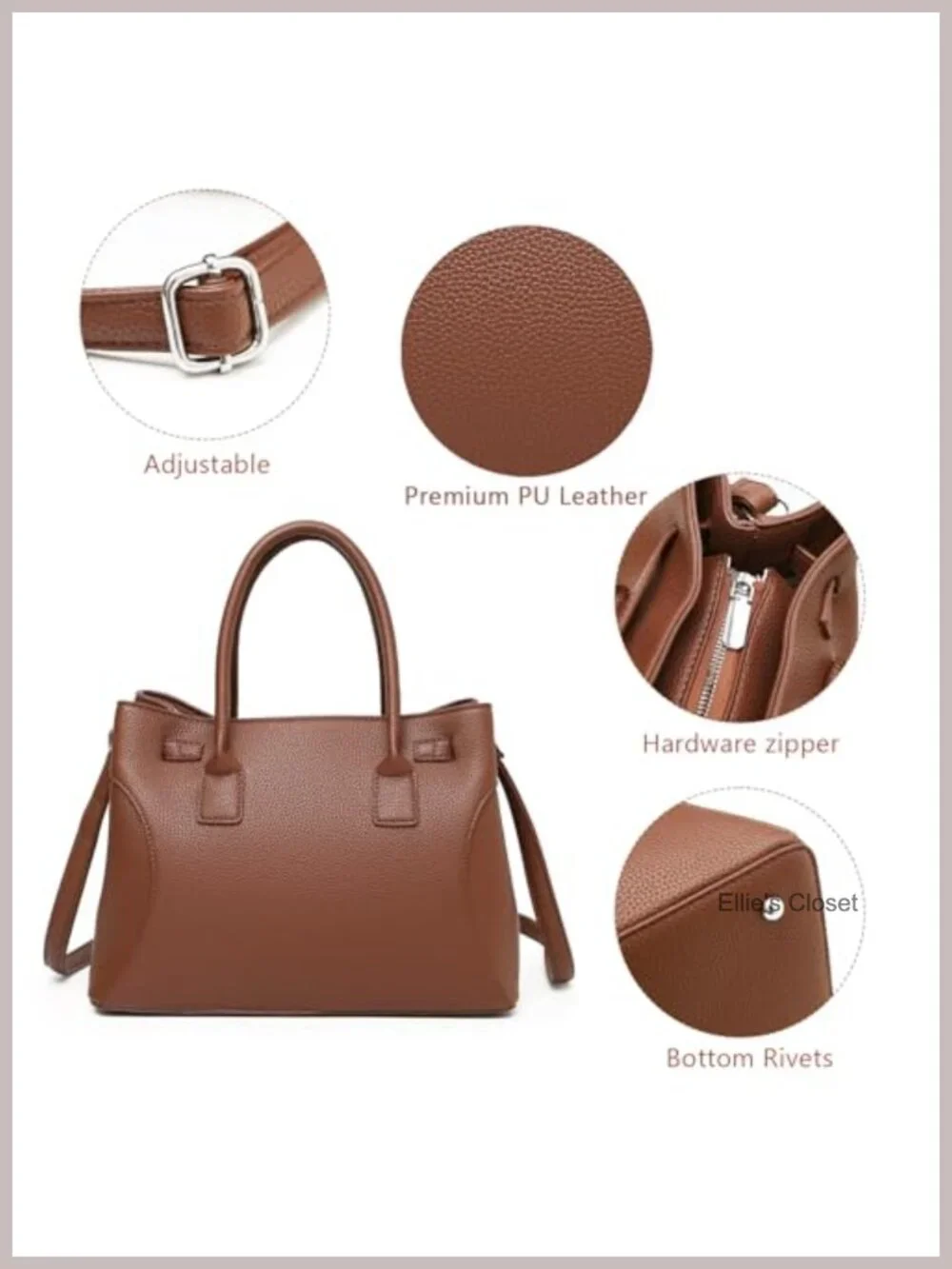 Women's Medium Work Satchel Tote Vegan Leather Shoulder Handbag Twist Lock